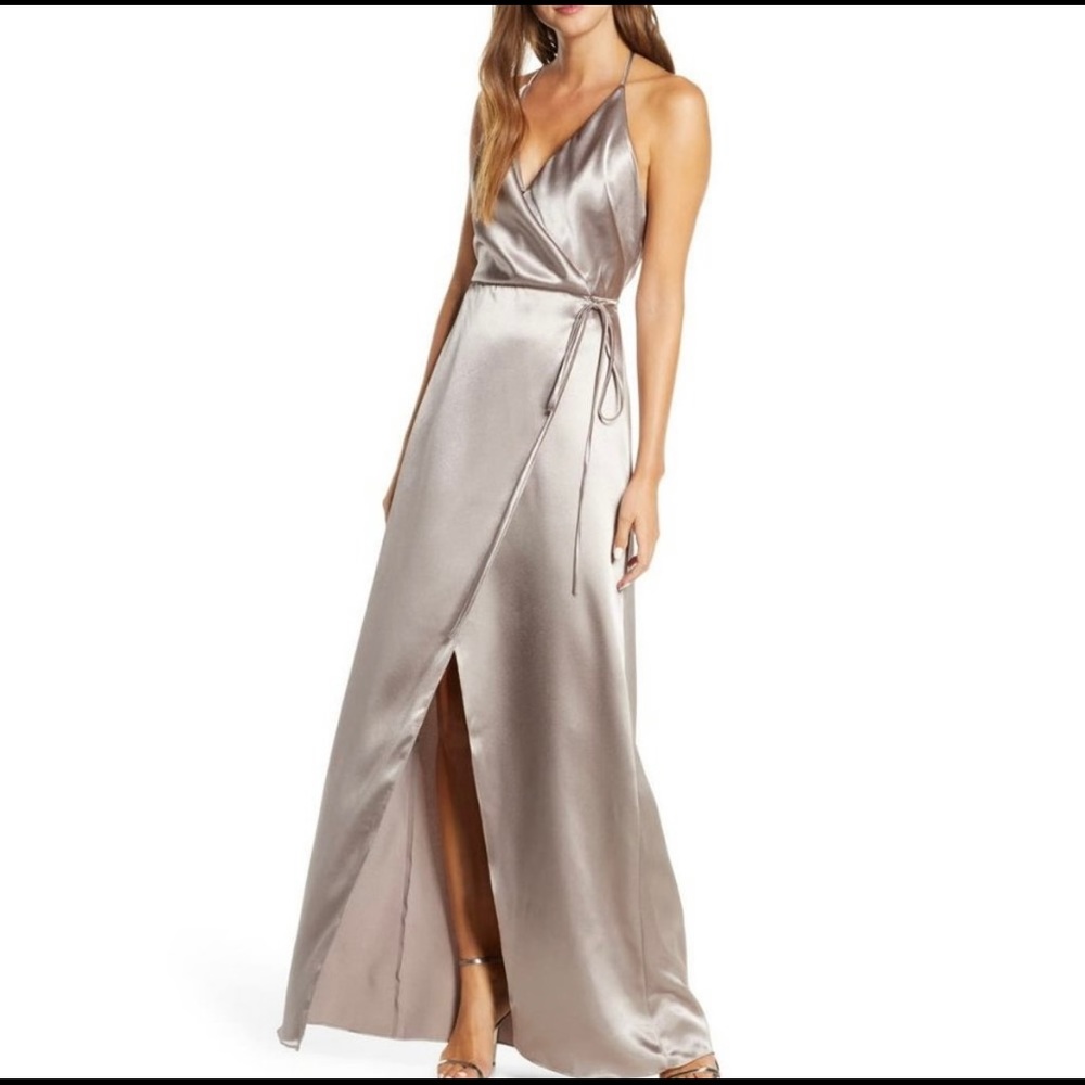 NWT Jenny Yoo Collection Satin Lana Dress in Latte
